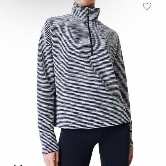 Sweaty Betty Rest Up Half Zip Pullover in Navy and White Size 6 - Picture 2 of 12